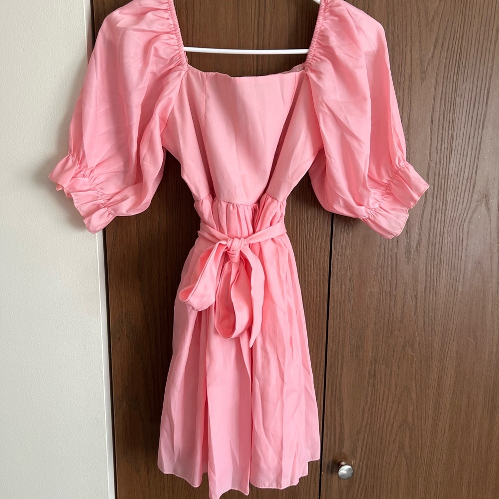 Pink Puff Sleeve Dress